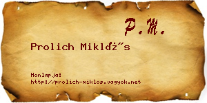 Prolich Miklós névjegykártya